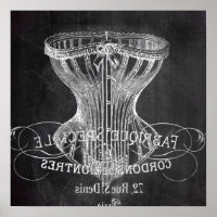 Retro chalkboard scripts victorian lingerie corset