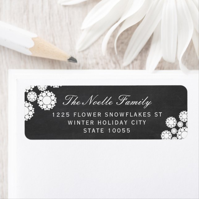 Retro Chalkboard Snowflakes Flower Holiday Address (Insitu)