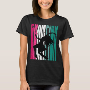 Retro Champion Of Dance Silhouette Colourful Teal  T-Shirt