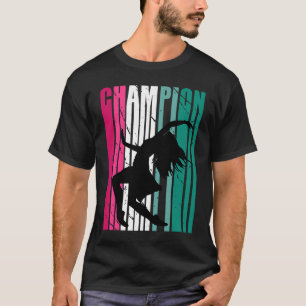 Retro Champion Of Dance Silhouette Colourful Teal  T-Shirt