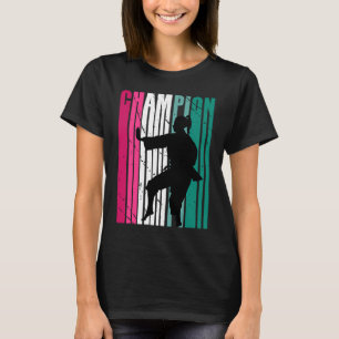 Retro Champion Of Karate Silhouette Colourful Teal T-Shirt