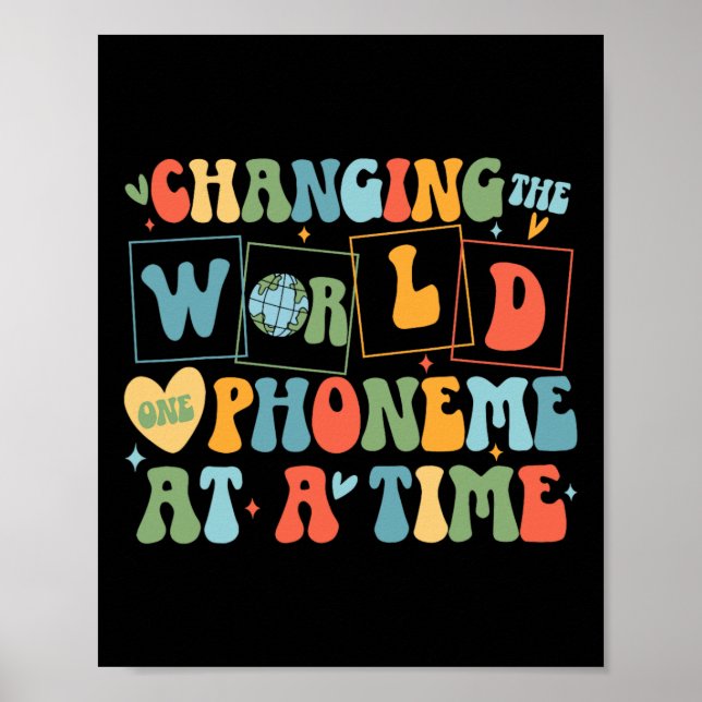 Retro Changing The World One Phoneme At A Time Fun Poster (Front)