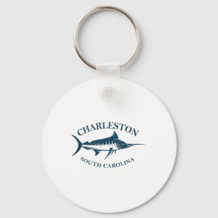 Retro Charleston South Carolina Vintage Fishing Bo Keychain