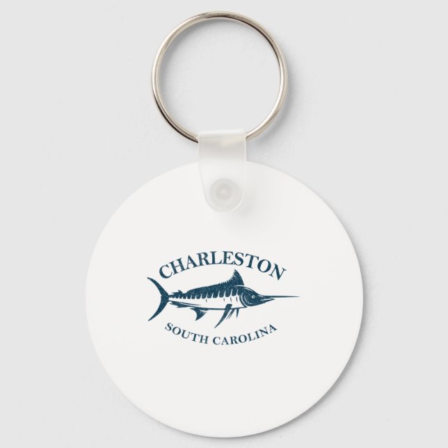 Retro Charleston South Carolina Vintage Fishing Bo Keychain (Front)