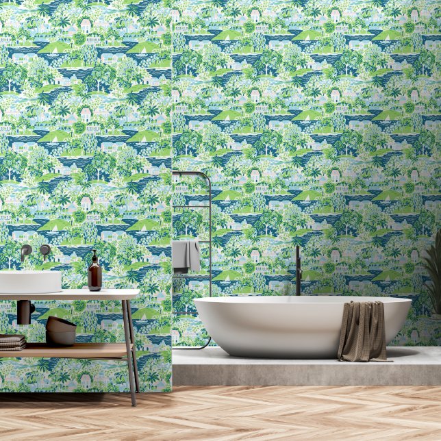 Retro Charleston Summer Pattern   Wallpaper (Bathroom)