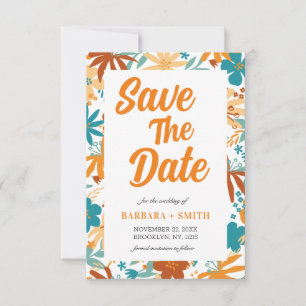 Retro Charm Abstract Bright Bold Wildflower Save The Date