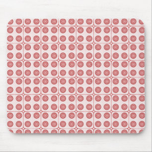Retro Charm Circles Mousepad, Red Mouse Pad