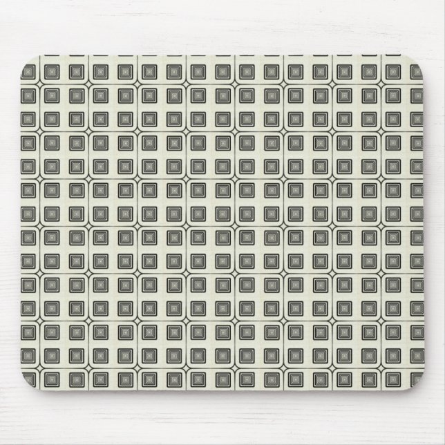 Retro Charm Squares Mousepad, Black Mouse Pad (Front)