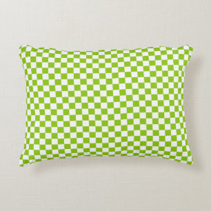 Retro Check Checkerboard Pattern in Lime Green Accent Pillow