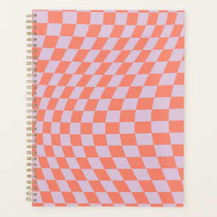 Retro Check Motif Lilac Et Orange Checkerboard