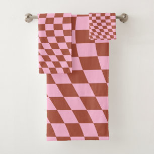 Retro Check Motif Rose et tableau de bord Brown