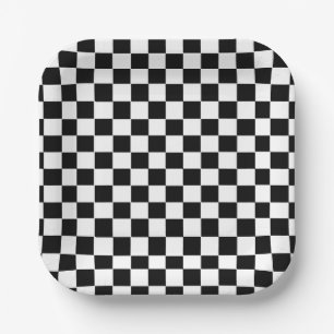 Retro Checker Boy Girl Birthday Party Paper Plate