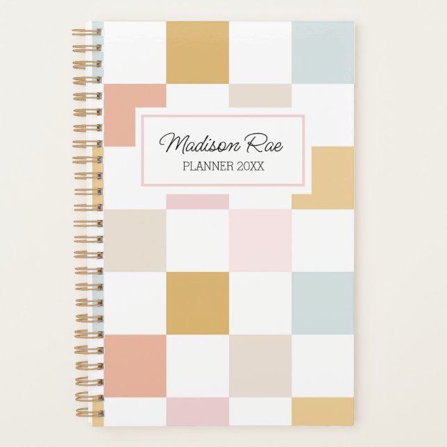 Retro Checker Nom Vintage Monogramme (Devant)