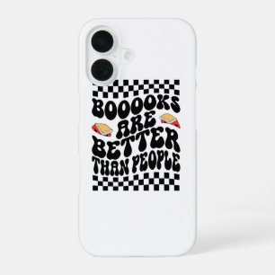 Retro Checkerboard "Books Are Better" Graphic iPhone 16 Case