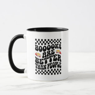 Retro Checkerboard "Books Are Better" Graphic Mug
