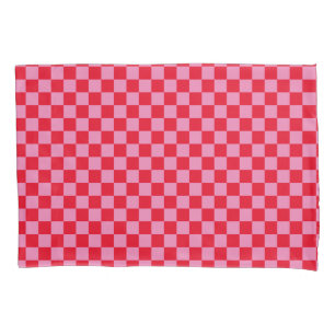 Retro Checkerboard Checkered Pattern Pink Orange Pillowcase