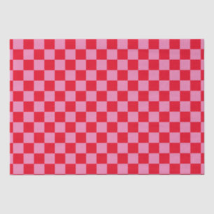 Retro Checkerboard Checkered Pattern Pink Orange Tissue Paper