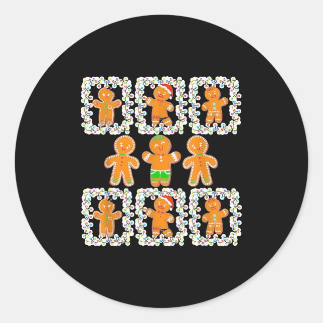 Retro Checkered Gingerbread Man Christmas Pajamas  Classic Round Sticker (Front)
