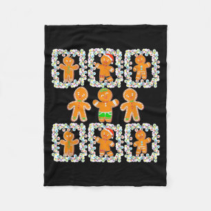 Retro Checkered Gingerbread Man Christmas Pajamas  Fleece Blanket