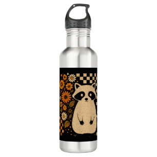 Retro Checkered Halloween Raccoon 710 Ml Water Bottle
