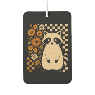 Retro Checkered Halloween Raccoon Air Freshener