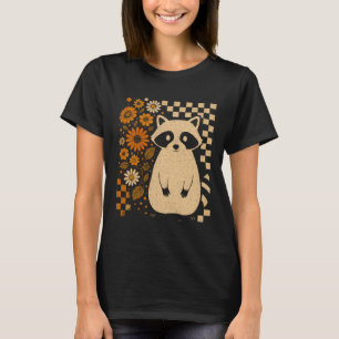 Retro Checkered Halloween Raccoon T-Shirt