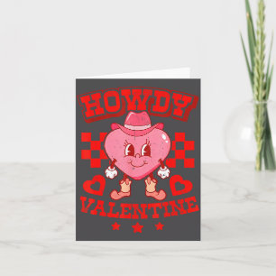 Retro Checkered Howdy Western Valentines Day Cowbo Card