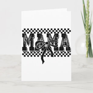 Retro Checkered Mama Coquette Bow Mama Floral Moth Card