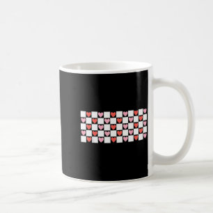Retro Checkered Red And Nk Hearts Valentines Day Coffee Mug
