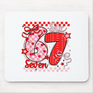 Retro Checkered Valentine Six Seven Meme 67 Viral  Mouse Pad
