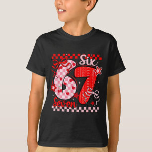 Retro Checkered Valentine Six Seven Meme 67 Viral T-Shirt