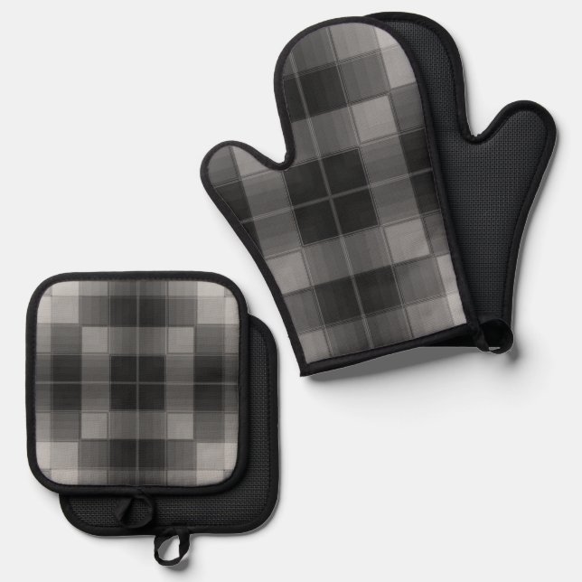 Retro Checkers Oven Mitt & Pot Holder Set (Front/Back)