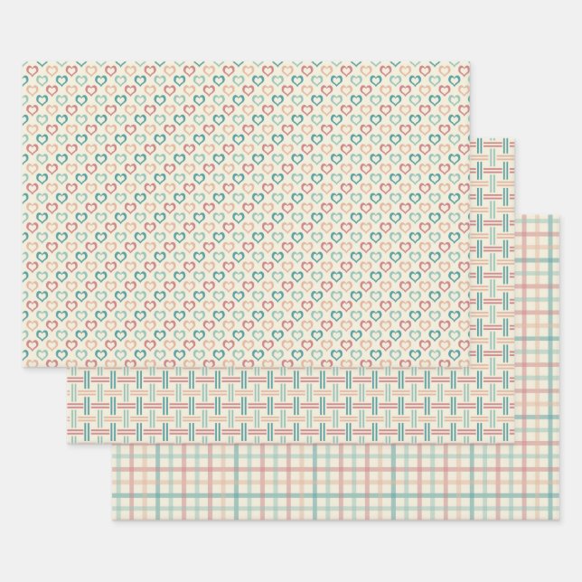 Retro checks wrapping paper sheet (Set)