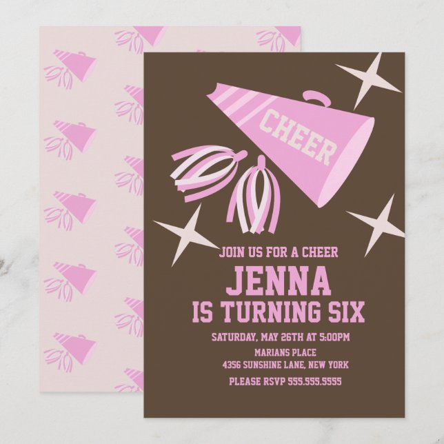 Retro Cheerleading  Party Birthday Invitation (Front/Back)