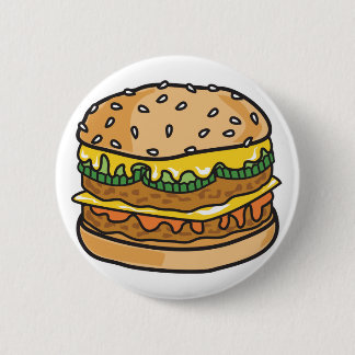 retro cheese hamburger 2 inch round button