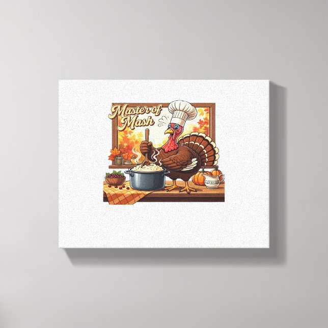 Retro Chef Turkey Thanksgiving Classic T-Shirt Canvas Print (Front)