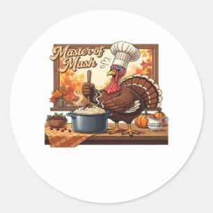 Retro Chef Turkey Thanksgiving Classic T-Shirt Classic Round Sticker