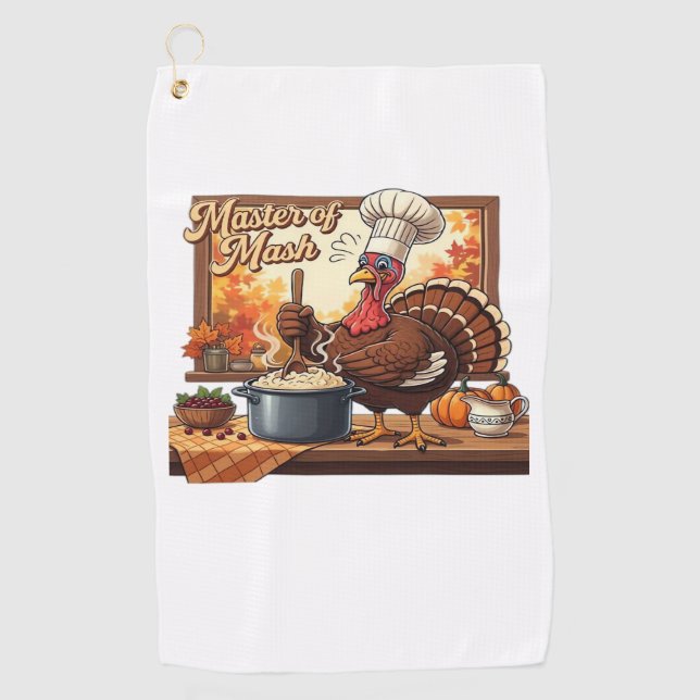 Retro Chef Turkey Thanksgiving Classic T-Shirt Golf Towel (Front)