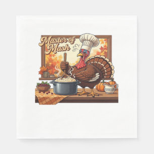 Retro Chef Turkey Thanksgiving Classic T-Shirt Napkin