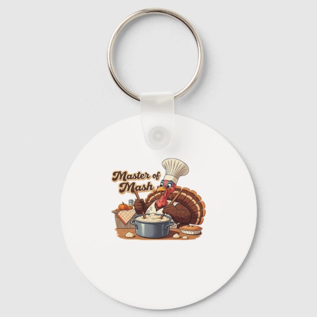Retro Chef Turkey Thanksgiving Classic T-Shirt.png Keychain (Front)