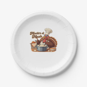 Retro Chef Turkey Thanksgiving Classic T-Shirt.png Paper Plate