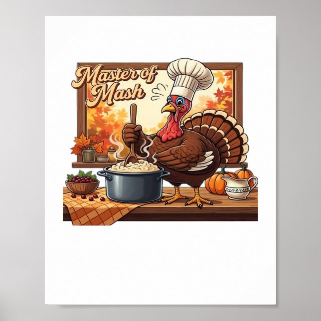 Retro Chef Turkey Thanksgiving Classic T-Shirt Poster (Front)