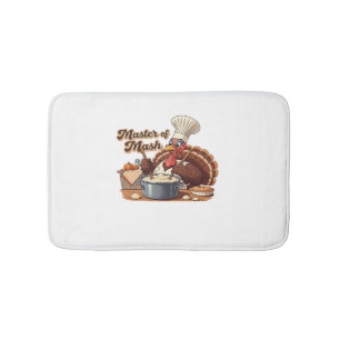 Retro Chef Turkey Thanksgiving Oversized T-Shirt Bath Mat