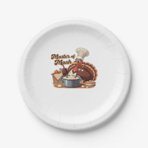 Retro Chef Turkey Thanksgiving Oversized T-Shirt Paper Plate