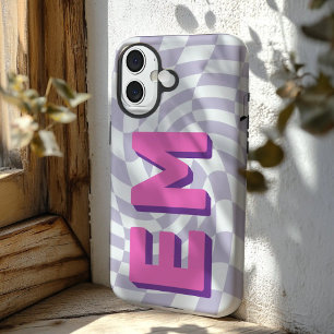 Retro Chequerboard Aesthetic Monogram iPhone 16 Case