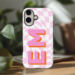 Retro Chequerboard Aesthetic Monogram iPhone 16 Case<br><div class="desc">Enhance your iPhone 16 Pro Max with this bold, personalized case featuring a trendy chequerboard pattern. With the option to add two initials—your first and last name—it’s designed to give your device a personal touch while making a strong style statement. The chequerboard design brings a modern, playful feel, making your...</div>