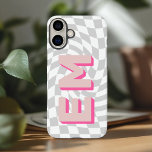 Retro Chequerboard Aesthetic Monogram iPhone 16 Plus Case<br><div class="desc">Enhance your iPhone 16 Pro Max with this bold, personalized case featuring a trendy chequerboard pattern. With the option to add two initials—your first and last name—it’s designed to give your device a personal touch while making a strong style statement. The chequerboard design brings a modern, playful feel, making your...</div>