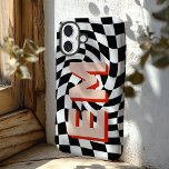 Retro Chequerboard Aesthetic Monogram iPhone 16 Plus Case<br><div class="desc">Enhance your iPhone 16 Pro Max with this bold, personalized case featuring a trendy chequerboard pattern. With the option to add two initials—your first and last name—it’s designed to give your device a personal touch while making a strong style statement. The chequerboard design brings a modern, playful feel, making your...</div>