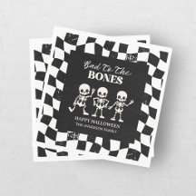 Retro Chequerboard Bad To The Bones Halloween