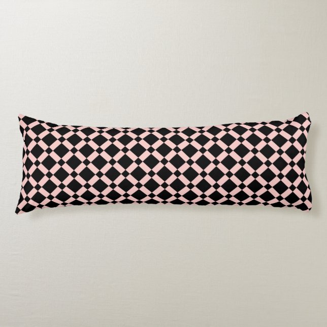 Retro Chequerboard, Black & Pink Body Pillow (Front)